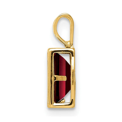 14k yellow gold 7x5mm emerald cut garnet bezel pendant xp314ga
