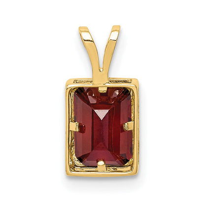 14k yellow gold 7x5mm emerald cut garnet bezel pendant xp314ga
