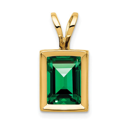 14k yellow gold 7x5mm emerald cut mount st helens bezel pendant xp314ms