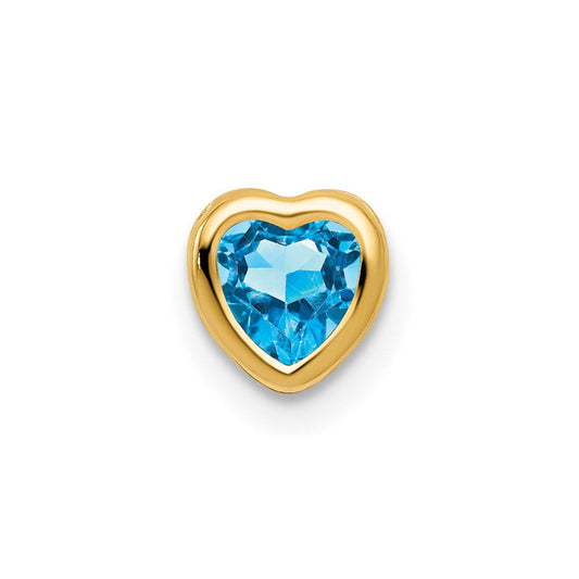 14k yellow gold 5mm heart blue topaz bezel pendant xp326bt