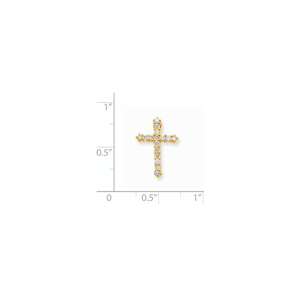 14k yellow gold aaa real diamond cross xp3409aaa