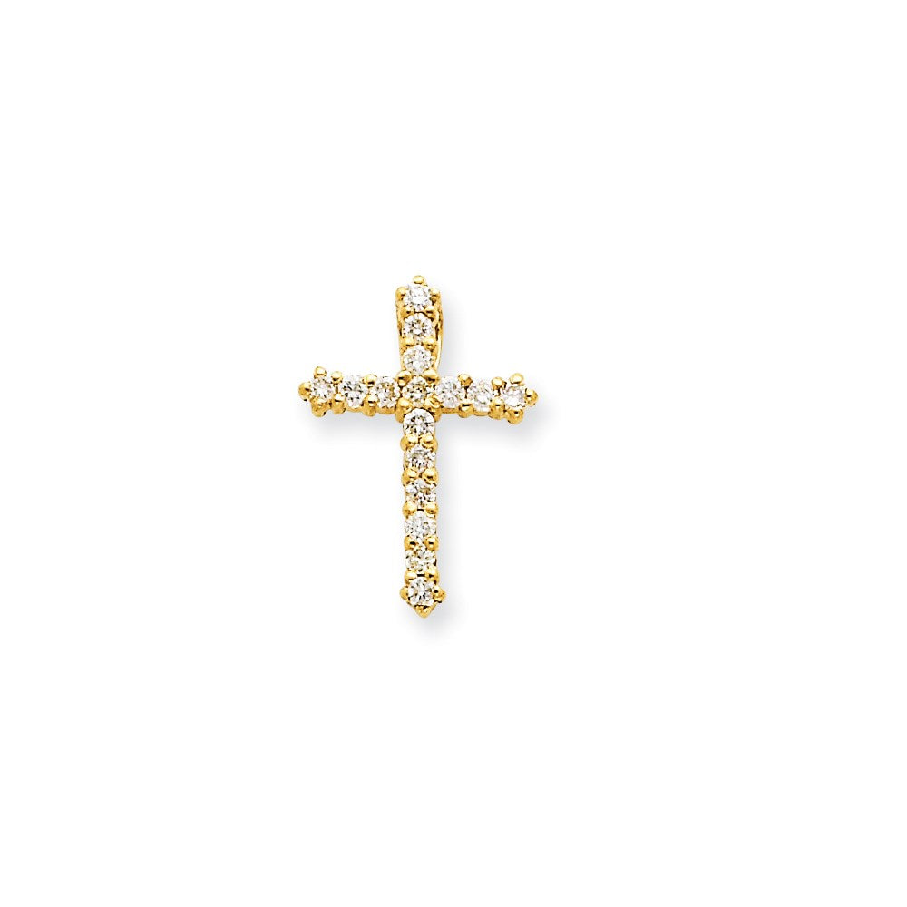 14k yellow gold aaa real diamond cross xp3409aaa