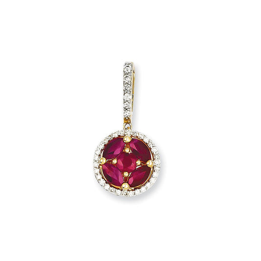 14k two tone gold real diamond ruby pendant xp4047r aa