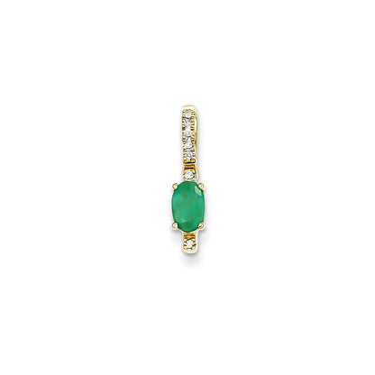 14k yellow gold real diamond and emerald pendant xp4066e aa