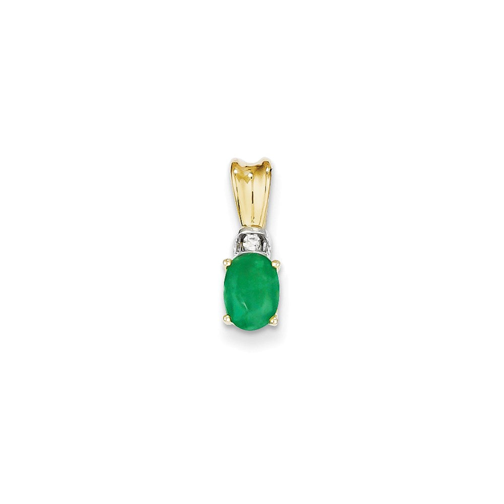 14k two tone gold real diamond emerald pendant xp4068e aa