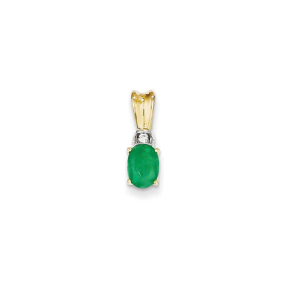 14k two tone gold real diamond emerald pendant xp4068e aa
