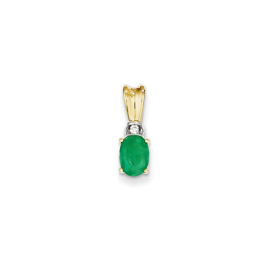 14k two tone gold real diamond emerald pendant xp4068e aa