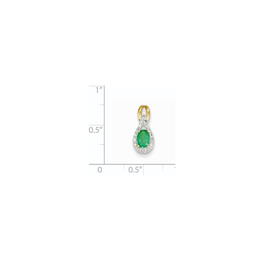 14k yellow gold real diamond emerald pendant xp4070e aa