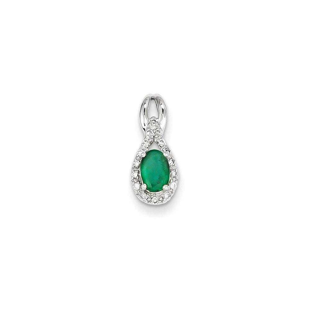14k white gold real diamond emerald pendant xp4071e aa