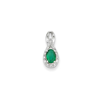 14k white gold real diamond emerald pendant xp4071e aa