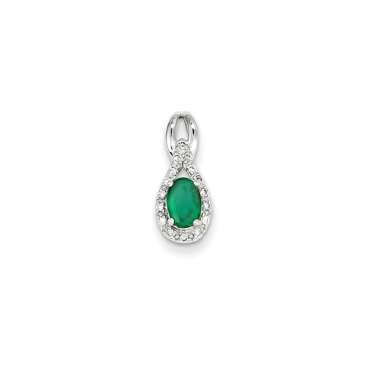 14k white gold real diamond emerald pendant xp4071e aa