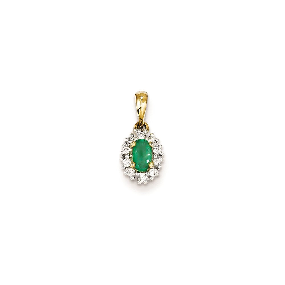14k yellow gold rhodium real diamond emerald pendant xp4072e aa