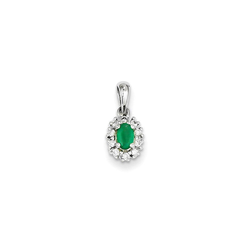 14k white gold real diamond emerald pendant xp4073e aa
