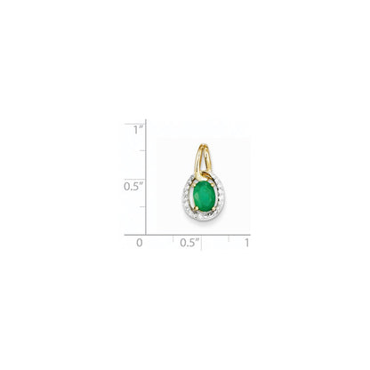 14k yellow gold real diamond emerald pendant xp4074e aa