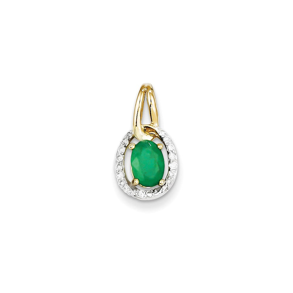 14k yellow gold real diamond emerald pendant xp4074e aa