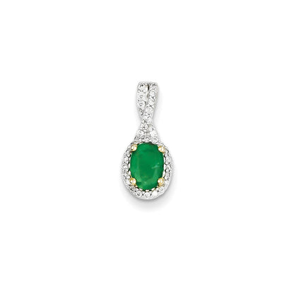 14k yellow gold real diamond emerald pendant xp4076e aa