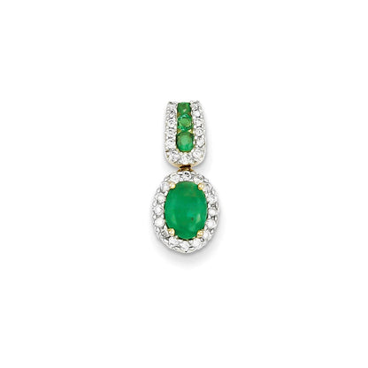 14k yellow gold real diamond emerald pendant xp4078e aa