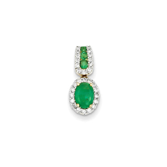 14k yellow gold real diamond emerald pendant xp4078e aa