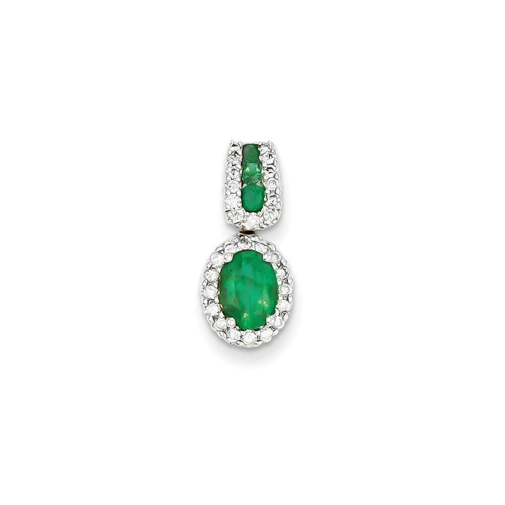 14k white gold real diamond emerald pendant xp4079e aa