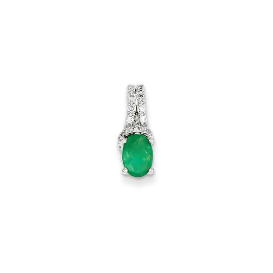 14k white gold real diamond emerald pendant xp4081e aa