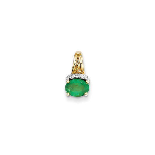 14k yellow gold real diamond emerald pendant xp4082e aa