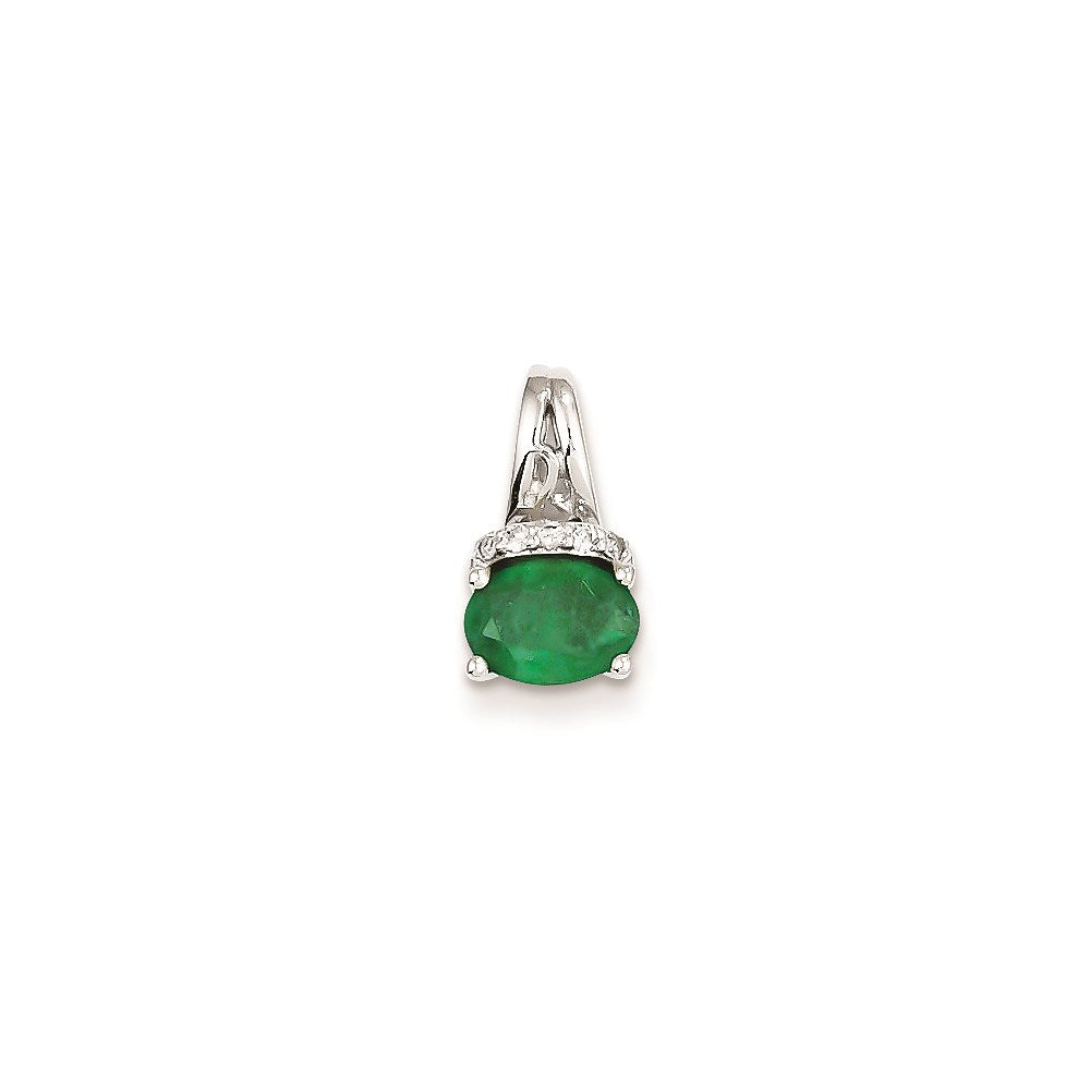 14k white gold real diamond emerald pendant xp4083e aa