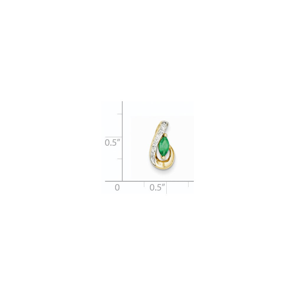 14k yellow gold real diamond emerald pendant xp4084e aa