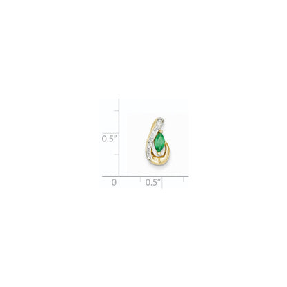 14k yellow gold real diamond emerald pendant xp4084e aa