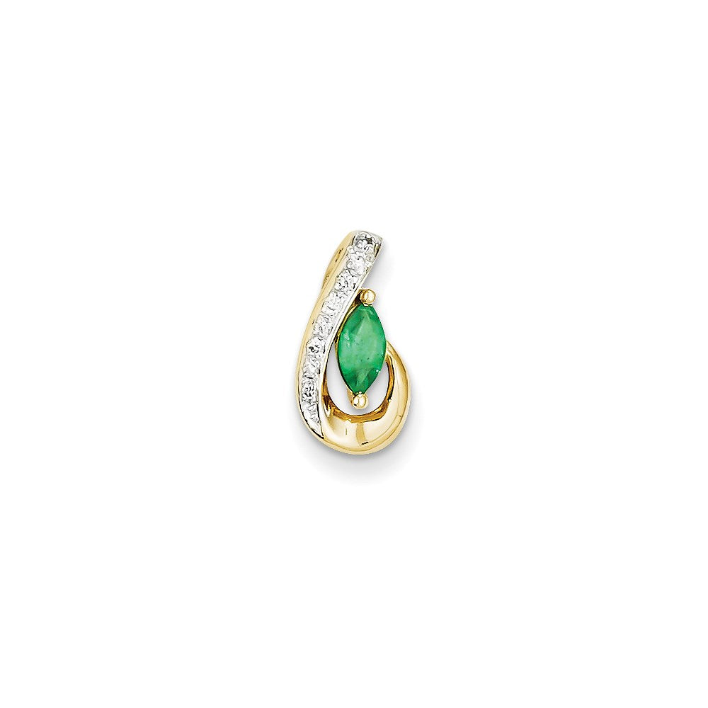 14k yellow gold real diamond emerald pendant xp4084e aa