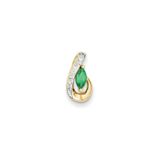 14k yellow gold real diamond emerald pendant xp4084e aa