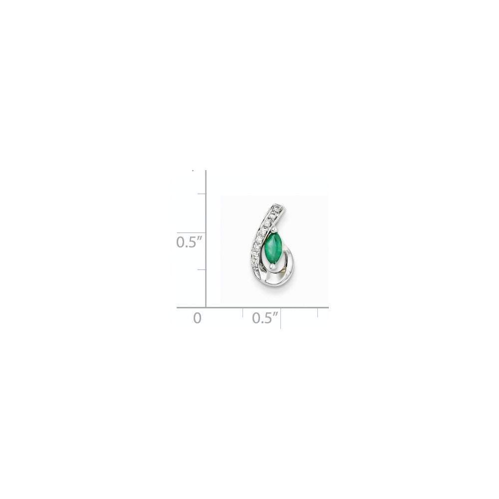 14k white gold real diamond emerald pendant xp4085e aa