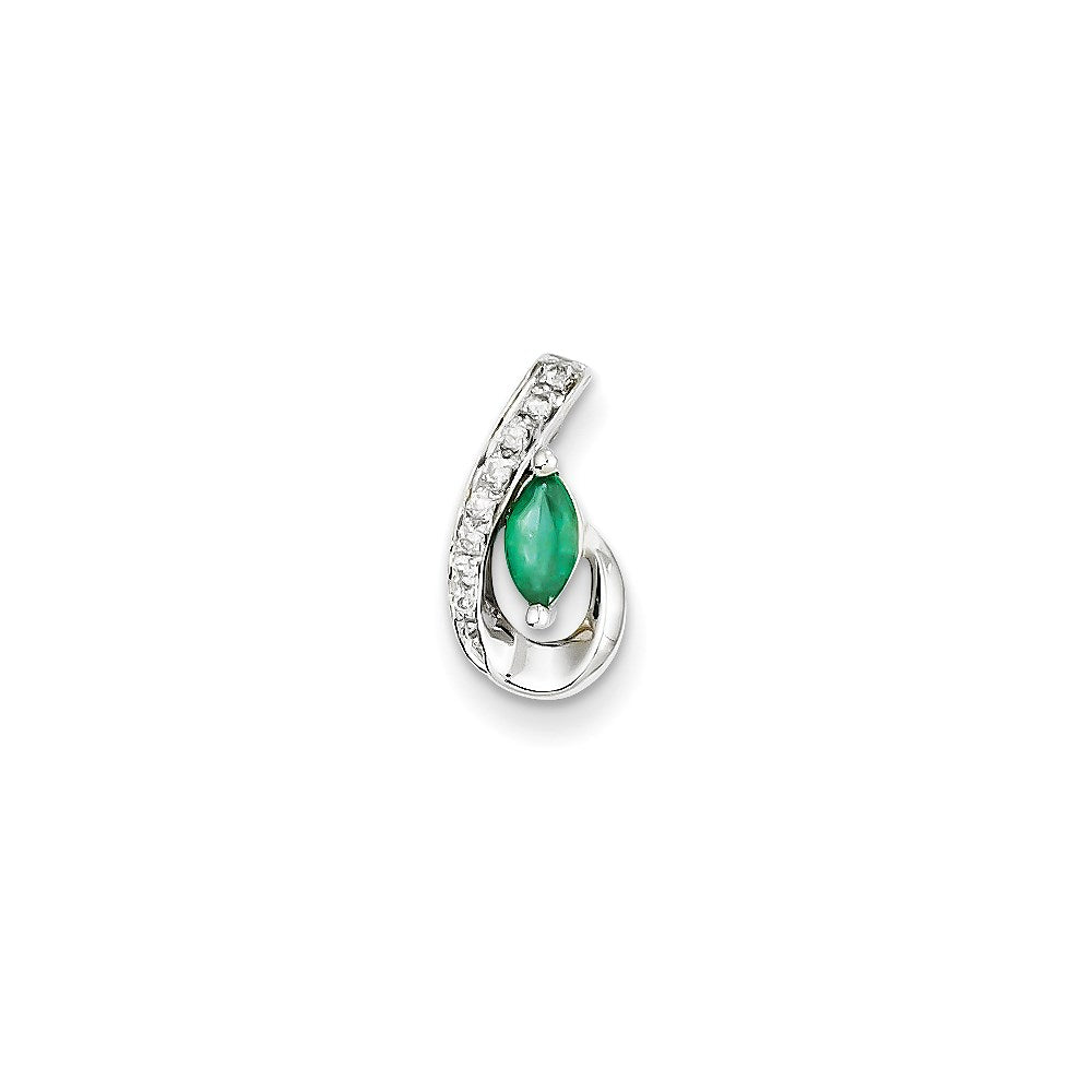 14k white gold real diamond emerald pendant xp4085e aa