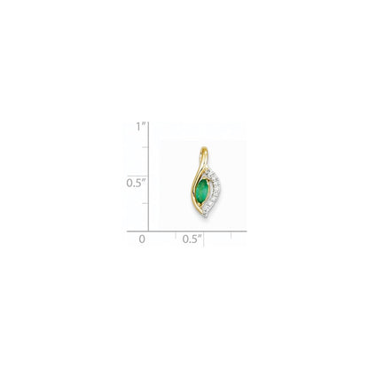 14k yellow gold real diamond emerald pendant xp4086e aa