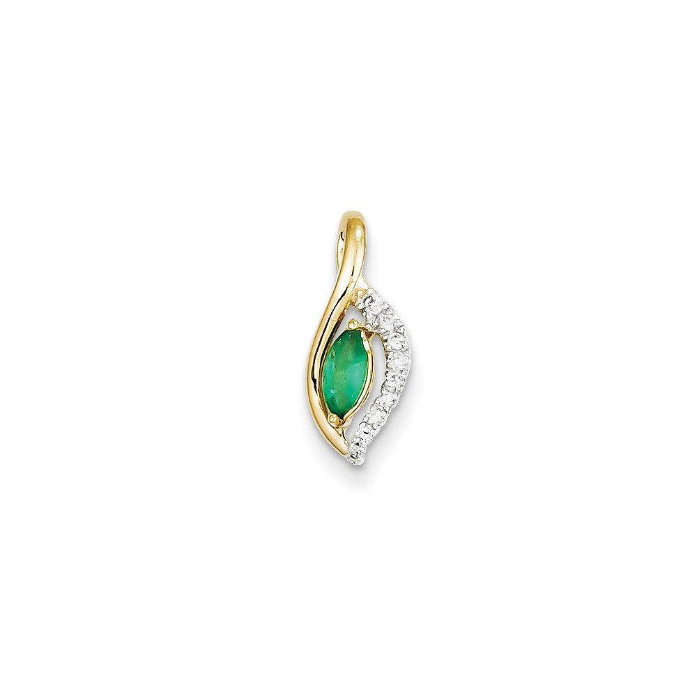14k yellow gold real diamond emerald pendant xp4086e aa