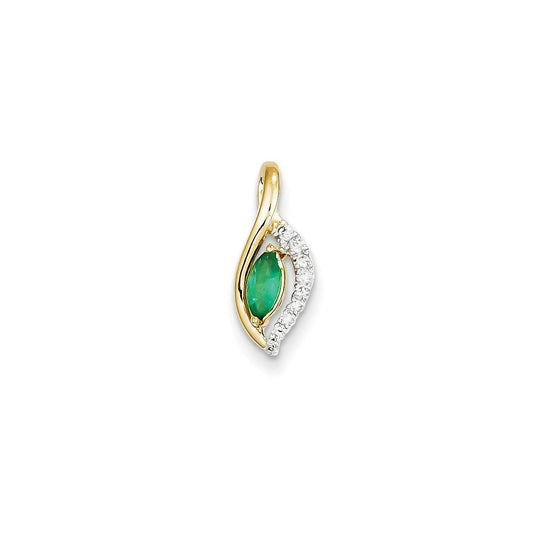14k yellow gold real diamond emerald pendant xp4086e aa