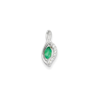 14k white gold real diamond emerald pendant xp4087e aa