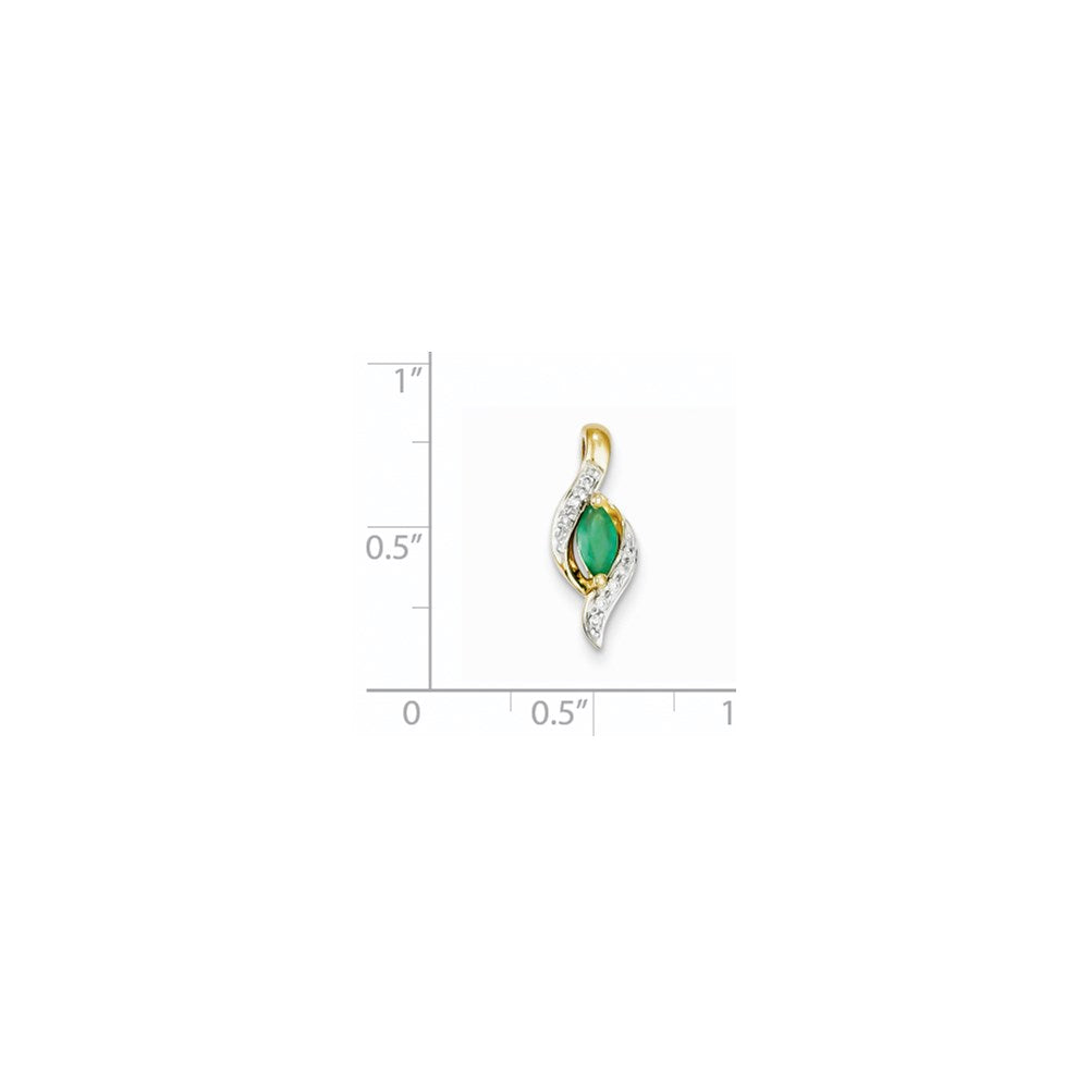 14k yellow gold real diamond emerald pendant xp4088e aa