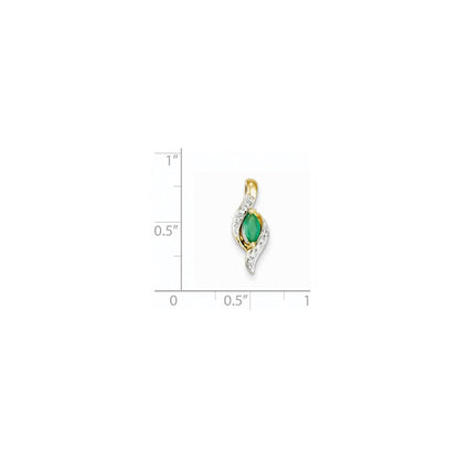 14k yellow gold real diamond emerald pendant xp4088e aa