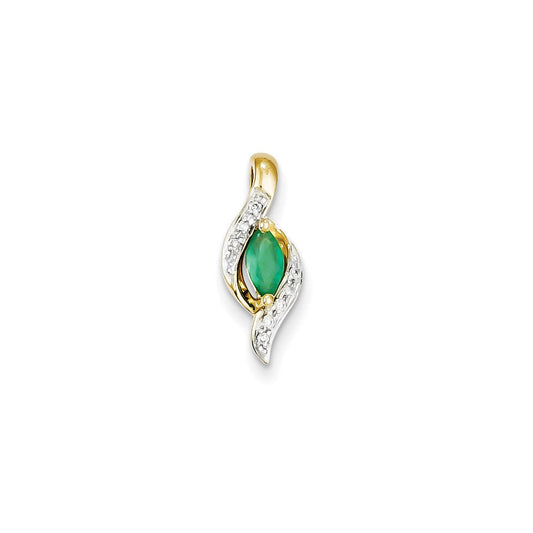 14k yellow gold real diamond emerald pendant xp4088e aa