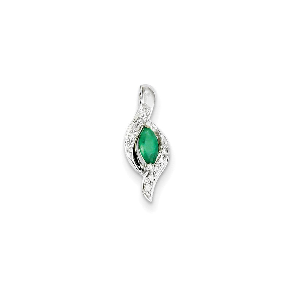 14k white gold real diamond emerald pendant xp4089e aa
