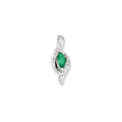 14k white gold real diamond emerald pendant xp4089e aa