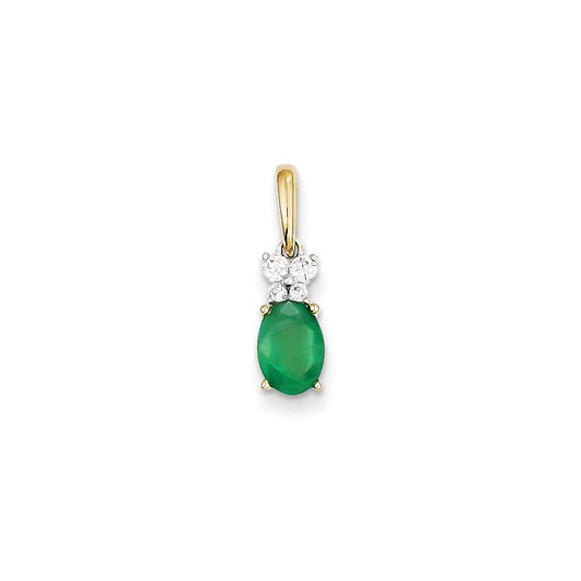14k two tone gold real diamond emerald pendant xp4090e aa