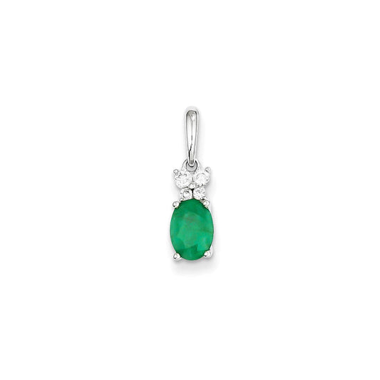 14k white gold real diamond emerald pendant xp4091e aa