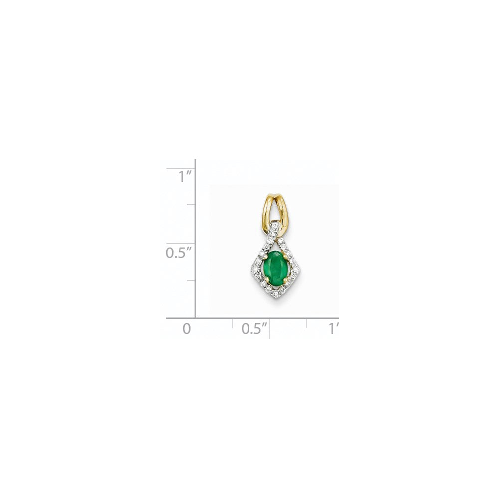 14k yellow gold real diamond emerald pendant xp4093e aa