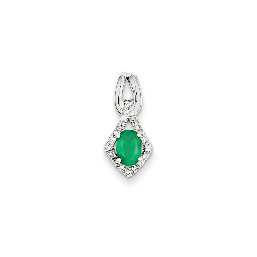 14k white gold real diamond emerald pendant xp4094e aa