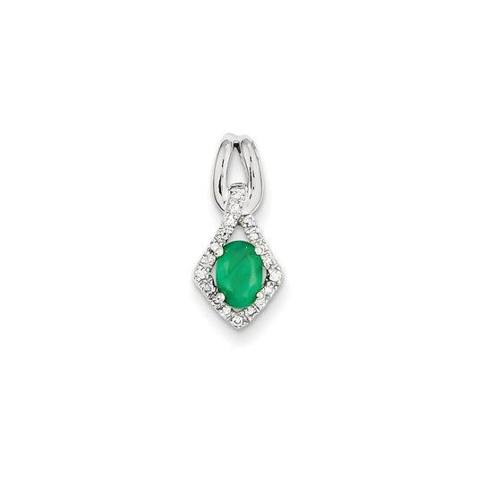 14k white gold real diamond emerald pendant xp4094e aa