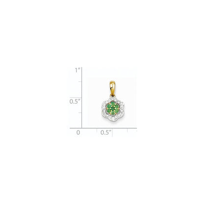14k yellow gold real diamond emerald pendant xp4095e aa