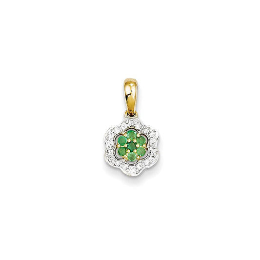 14k yellow gold real diamond emerald pendant xp4095e aa