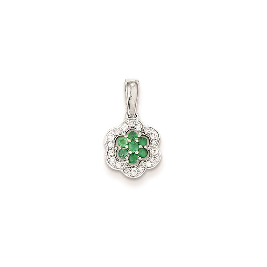 14k white gold real diamond emerald pendant xp4096e aa