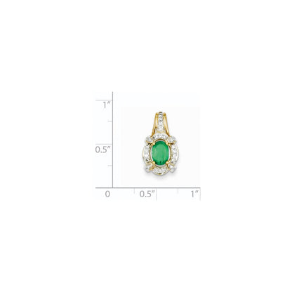 14k yellow gold real diamond emerald pendant xp4097e aa